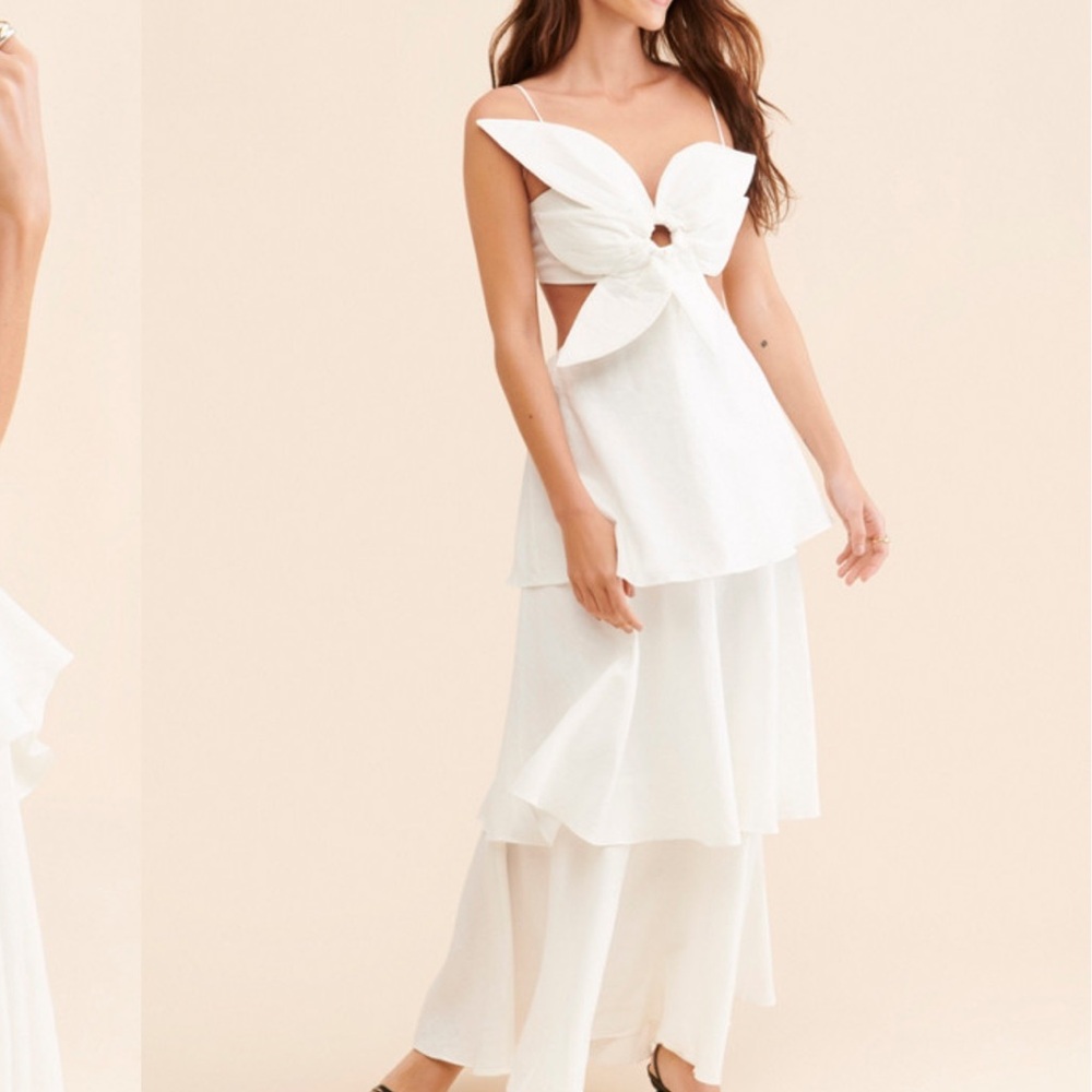 Farm Rio White Flower Layered Dress